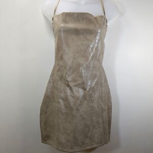 Tic Toc Women's Tan Croc Pattern Mini Dress , Size L